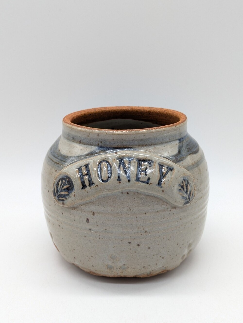 Handmade Ceramic Gray Brown Honey Container